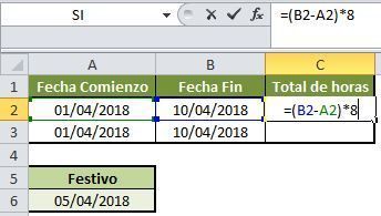 Como calcular horas laborables entre dos fechas