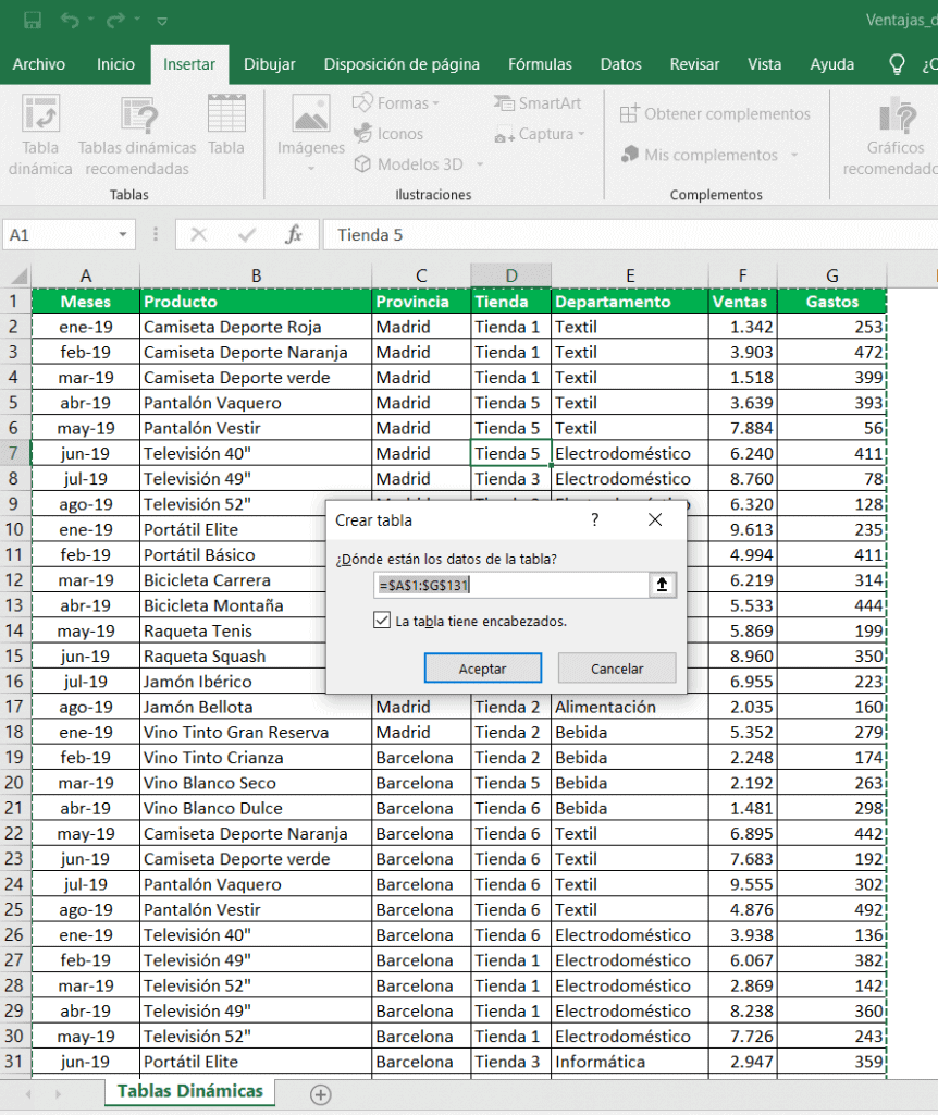 Ventajas de trabajar con tablas en Excel