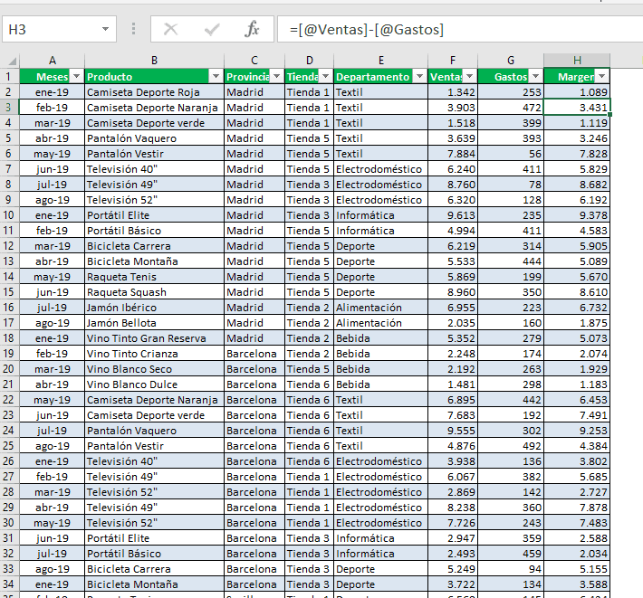Ventajas de trabajar con tablas en Excel