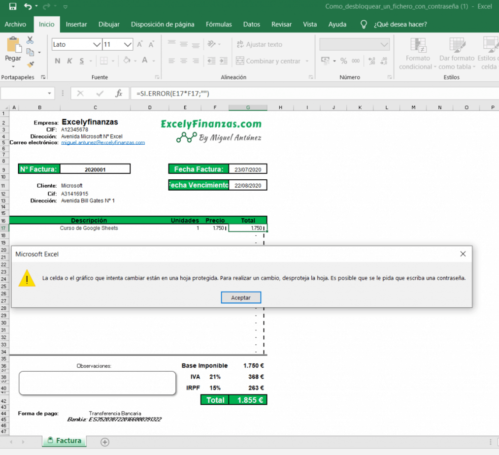 Cómo desbloquear un fichero excel