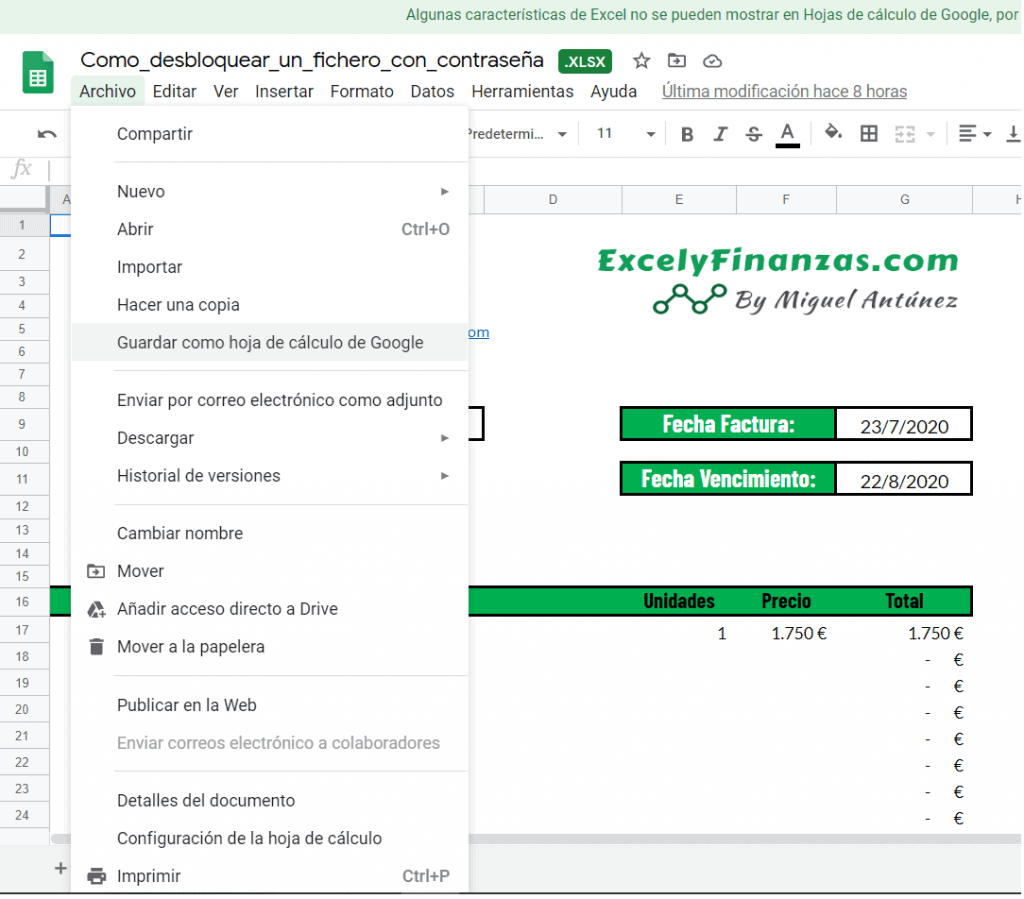 Cómo desbloquear un fichero excel
