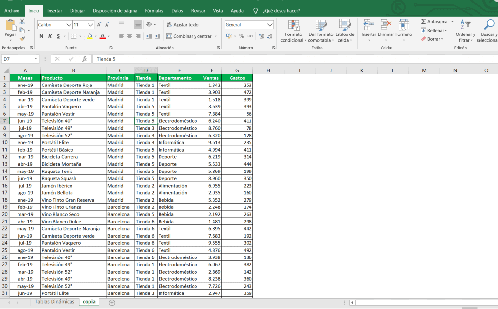 Ventajas de trabajar con tablas en Excel