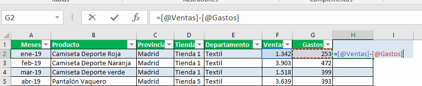 Ventajas de trabajar con tablas en Excel