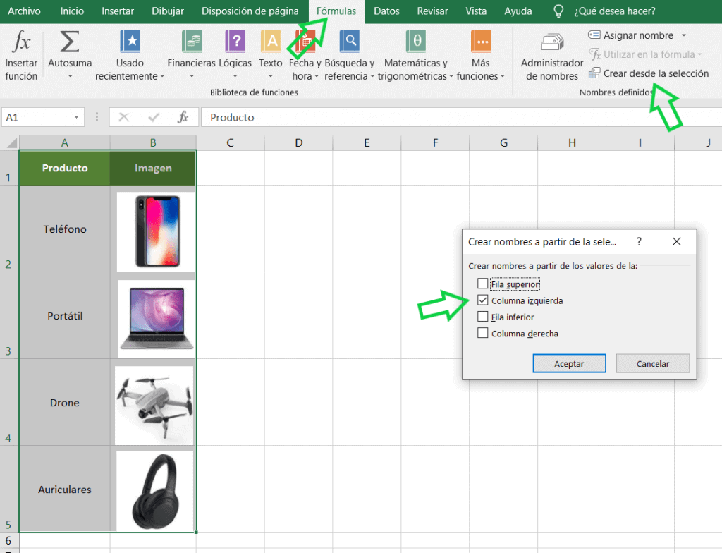 búsquedas con imágenes en Excel