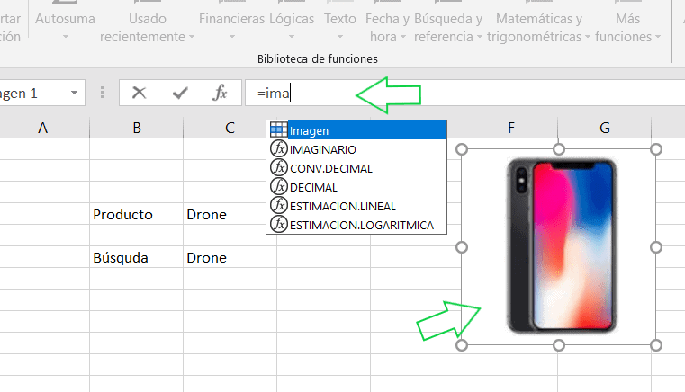 búsquedas con imágenes en excel