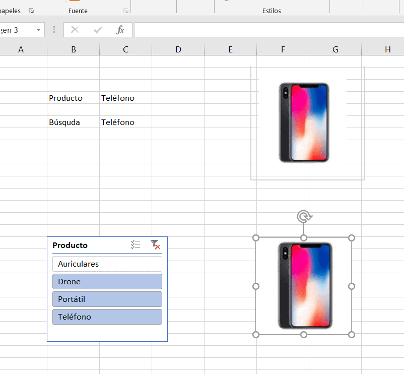 búsquedas con imágenes en excel