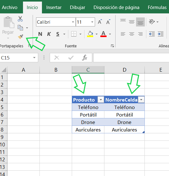 búsquedas con imágenes en Excel