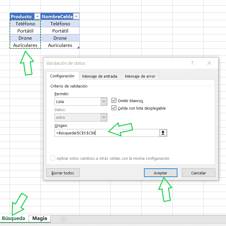 búsquedas con imágenes en excel