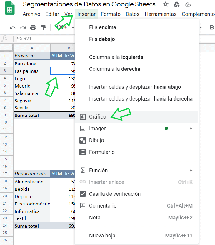 Segmentación de datos en Google Sheets