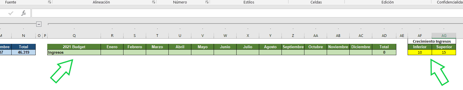 cómo crear objetivos económicos en excel