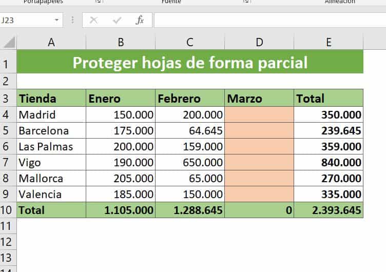 Cómo proteger hojas de forma parcial