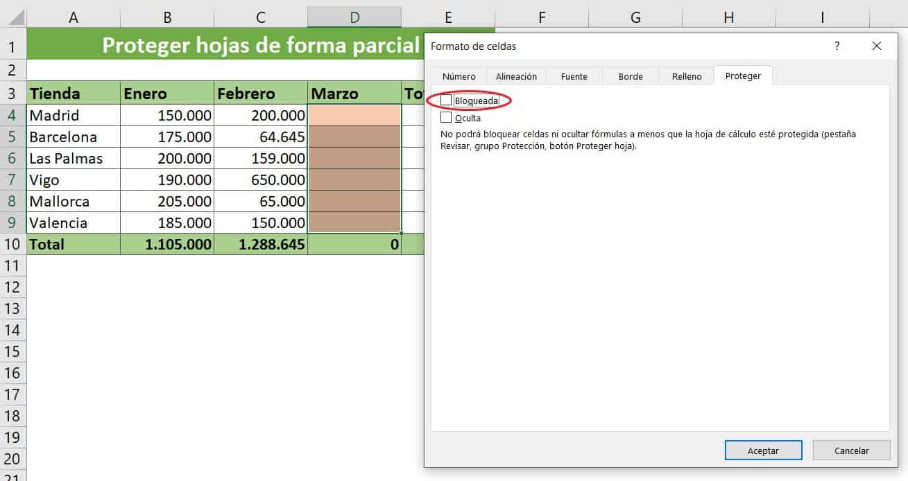 Cómo proteger hojas de forma parcial