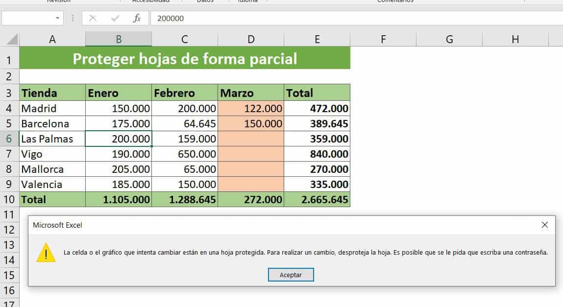 Cómo proteger hojas de forma parcial
